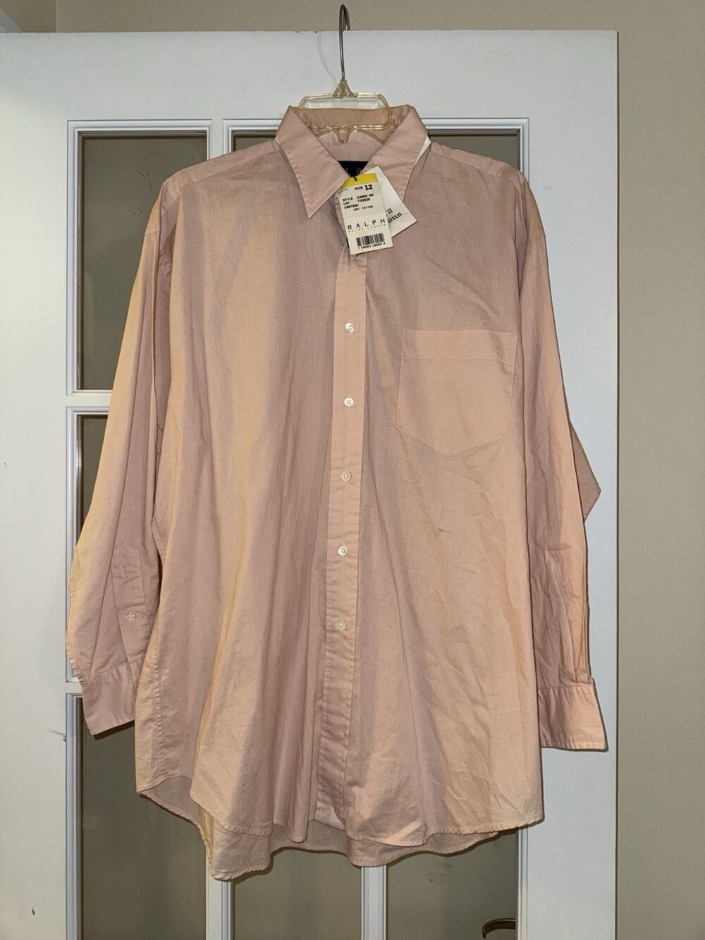 NEW Ralph Ralph Lauren Baby Pink Button Down Long Sleeve Shirt VTG 12 READ